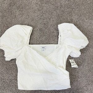Bar 111 white Puff Sleeve Eyelet Blouse xs NWT